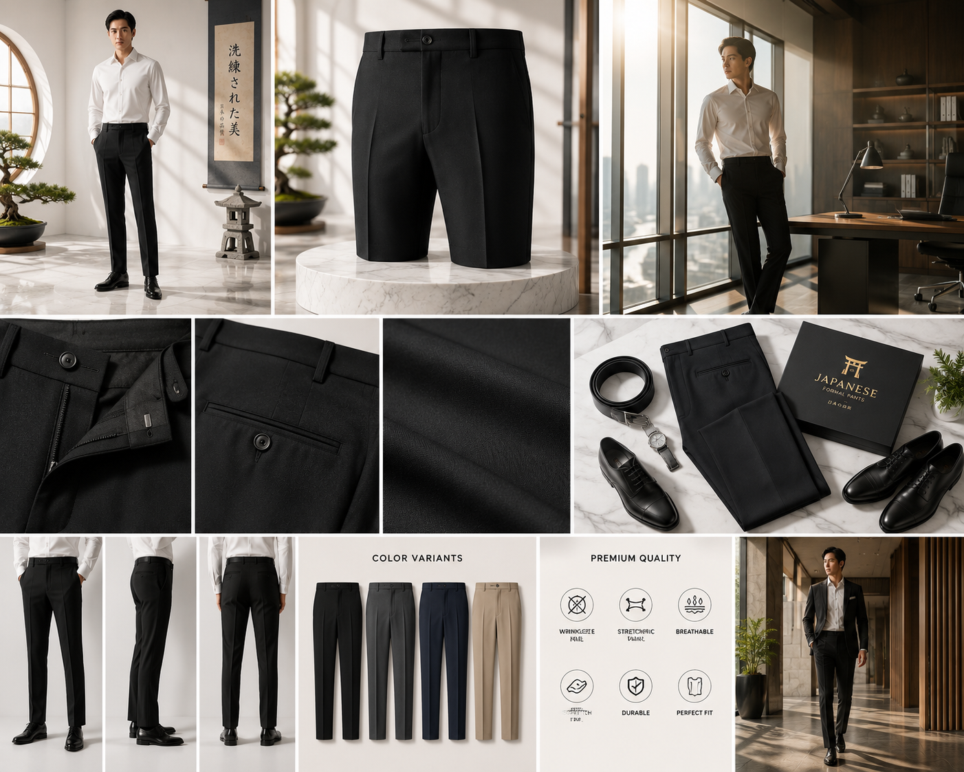 Japanese Formal Pants for Men – Premium Stretch Slim Fit Office Trousers - Image 6
